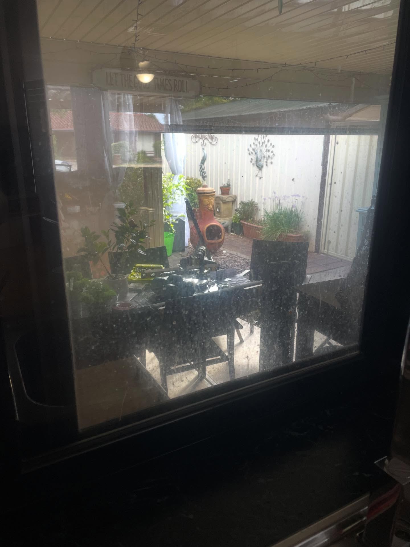 Dining room outlook window — before cleaning