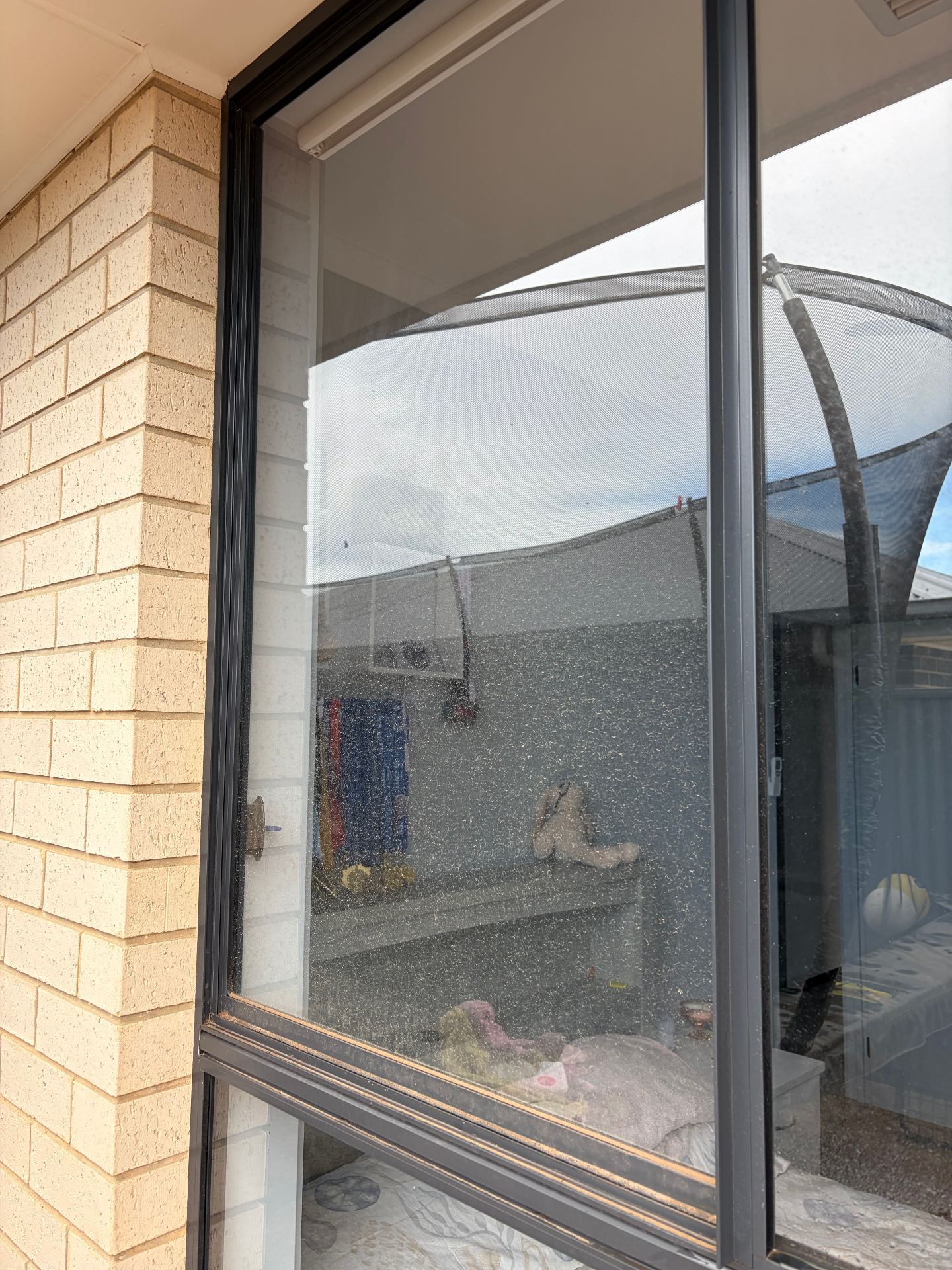 Sliding window & fly screen — before cleaning