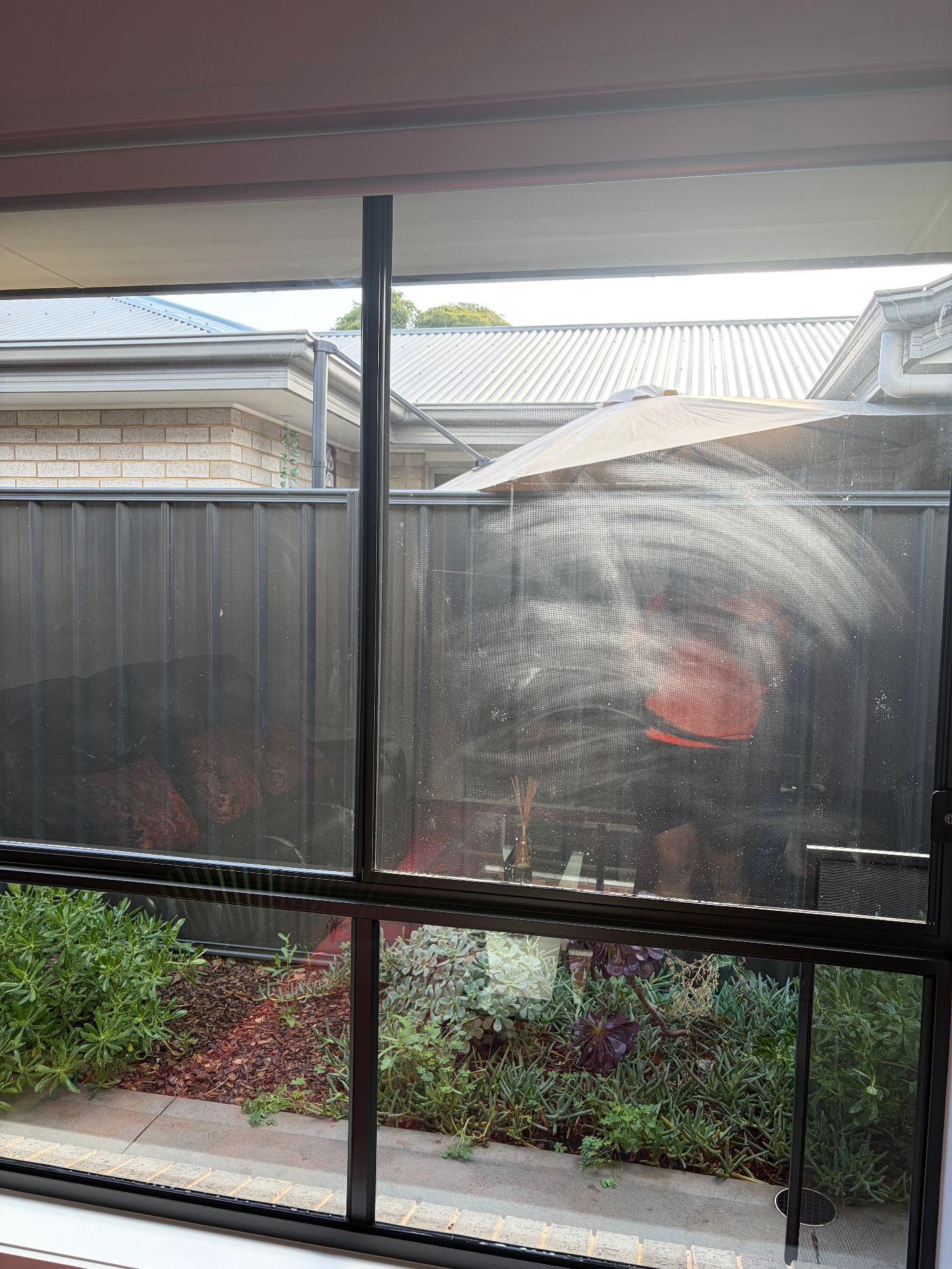 Large outlook window — before cleaning