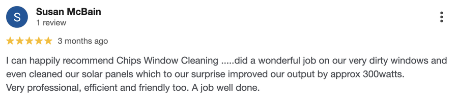 Google review 9 for Chips Window Cleaning