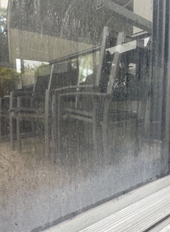 Dirty sliding door before cleaning
